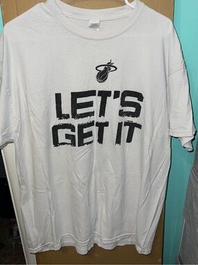 Men's Miami Heat White Graphic 'LET'S GET IT' T-Shirt